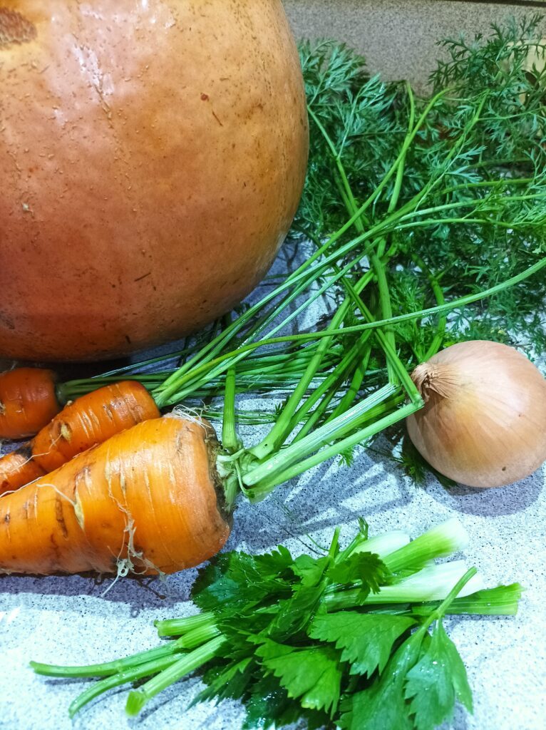 Świeżo zebrane warzywa do zrobienia zupy z dyni przepis z szybkowaru zupa z dyni z szybkowara