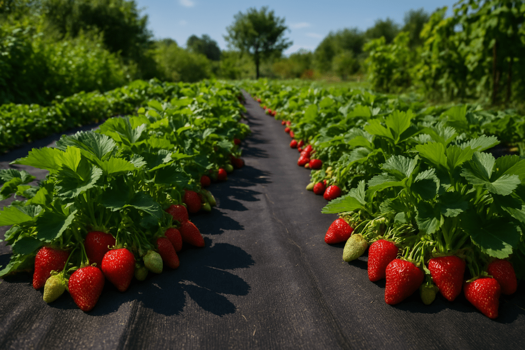 truskawki ściółka z geowłókniny